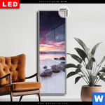 Leuchtbild Dia Sonnenaufgang Am Strand Mit Felsen Schmal Produktvorschau mit dem Bild Sonnenaufgang am Strand mit Felsen im Format Schmal.