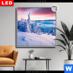 Leuchtbild Dia Sonnenaufgang Im Schnee Quadrat Produktvorschau mit dem Bild Sonnenaufgang im Schnee im Format Quadrat.