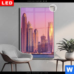 Leuchtbild Dia Sonnenaufgang In Dubai Hochformat Produktvorschau mit dem Bild Sonnenaufgang in Dubai im Format Hochformat.
