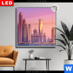 Leuchtbild Dia Sonnenaufgang In Dubai Quadrat Produktvorschau mit dem Bild Sonnenaufgang in Dubai im Format Quadrat.