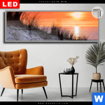 Leuchtbild Dia Sonnenuntergang Mit Duene Und Meer Panorama Produktvorschau mit dem Bild Sonnenuntergang mit Düne und Meer im Format Panorama.