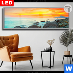 Leuchtbild Dia Sonnenuntergang Ueber Dem Meer Panorama Produktvorschau mit dem Bild Sonnenuntergang über dem Meer im Format Panorama.