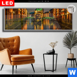 Leuchtbild Dia Speicherstadt Hamburg Panorama Produktvorschau mit dem Bild Speicherstadt Hamburg im Format Panorama.