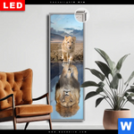 Leuchtbild Dia Spiegelbild Loewe Loewenjunges Schmal Produktvorschau mit dem Bild Spiegelbild Löwe & Löwenjunges im Format Schmal.