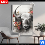 Leuchtbild Dia Starker Bulle Mit Blumen Hochformat Produktvorschau mit dem Bild Starker Bulle mit Blumen im Format Hochformat.