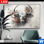 Leuchtbild Dia Starker Bulle Mit Blumen Querformat Produktvorschau mit dem Bild Starker Bulle mit Blumen im Format Querformat.