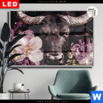 Leuchtbild Dia Stier Mit Blumen Querformat Produktvorschau mit dem Bild Stier mit Blumen im Format Querformat.