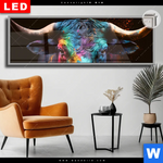 Leuchtbild Dia Stier Mit Bunten Farben Panorama Produktvorschau mit dem Bild Stier mit bunten Farben im Format Panorama.