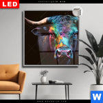 Leuchtbild Dia Stier Mit Bunten Farben Quadrat Produktvorschau mit dem Bild Stier mit bunten Farben im Format Quadrat.
