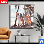 Leuchtbild Dia Surfbretter Und Palmen Quadrat Produktvorschau mit dem Bild Surfbretter und Palmen im Format Quadrat.