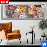 Leuchtbild Dia Tiger Blumen Panorama Produktvorschau mit dem Bild Tiger & Blumen im Format Panorama.