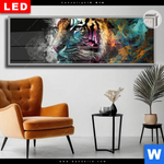 Leuchtbild Dia Tiger Im Farbrausch Panorama Produktvorschau mit dem Bild Tiger im Farbrausch im Format Panorama.