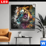 Leuchtbild Dia Tiger Im Farbrausch Quadrat Produktvorschau mit dem Bild Tiger im Farbrausch im Format Quadrat.