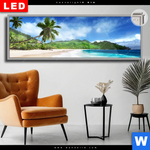 Leuchtbild Dia Traumstrand Unter Palmen Panorama Produktvorschau mit dem Bild Traumstrand unter Palmen im Format Panorama.