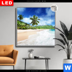 Leuchtbild Dia Traumstrand Unter Palmen Quadrat Produktvorschau mit dem Bild Traumstrand unter Palmen im Format Quadrat.