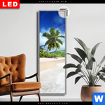 Leuchtbild Dia Traumstrand Unter Palmen Schmal Produktvorschau mit dem Bild Traumstrand unter Palmen im Format Schmal.