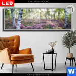 Leuchtbild Dia Wald Mit Heideblumen Panorama Produktvorschau mit dem Bild Wald mit Heideblumen im Format Panorama.