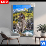 Leuchtbild Dia Waldhuette Am Fluss Hochformat Produktvorschau mit dem Bild Waldhütte am Fluss im Format Hochformat.