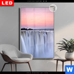 Leuchtbild Dia Wasserfall Bei Abendroete Hochformat Produktvorschau mit dem Bild Wasserfall bei Abendröte im Format Hochformat.