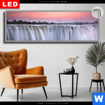 Leuchtbild Dia Wasserfall Bei Abendroete Panorama Produktvorschau mit dem Bild Wasserfall bei Abendröte im Format Panorama.