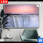 Leuchtbild Dia Wasserfall Bei Abendroete Querformat Produktvorschau mit dem Bild Wasserfall bei Abendröte im Format Querformat.
