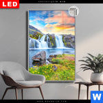 Leuchtbild Dia Wasserfall Bei Sonnenuntergang Hochformat Produktvorschau mit dem Bild Wasserfall bei Sonnenuntergang im Format Hochformat.