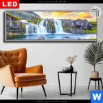 Leuchtbild Dia Wasserfall Bei Sonnenuntergang Panorama Produktvorschau mit dem Bild Wasserfall bei Sonnenuntergang im Format Panorama.