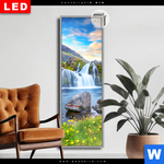 Leuchtbild Dia Wasserfall Bei Sonnenuntergang Schmal Produktvorschau mit dem Bild Wasserfall bei Sonnenuntergang im Format Schmal.