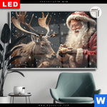 Leuchtbild Dia Weihnachtsmann Fuettert Rentier Querformat Produktvorschau mit dem Bild Weihnachtsmann füttert Rentier im Format Querformat.