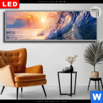Leuchtbild Dia Welle Im Sonnenuntergang Panorama Produktvorschau mit dem Bild Welle im Sonnenuntergang im Format Panorama.
