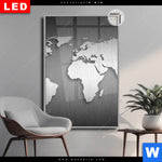 Leuchtbild Dia Weltkarte Edelstahloptik Hochformat Produktvorschau mit dem Bild Weltkarte Edelstahloptik im Format Hochformat.