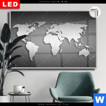 Leuchtbild Dia Weltkarte Edelstahloptik Querformat Produktvorschau mit dem Bild Weltkarte Edelstahloptik im Format Querformat.