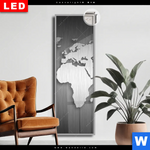 Leuchtbild Dia Weltkarte Edelstahloptik Schmal Produktvorschau mit dem Bild Weltkarte Edelstahloptik im Format Schmal.