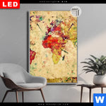 Leuchtbild Dia Weltkarte Retro Bunt Hochformat Produktvorschau mit dem Bild Weltkarte Retro Bunt im Format Hochformat.