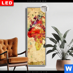 Leuchtbild Dia Weltkarte Retro Bunt Schmal Produktvorschau mit dem Bild Weltkarte Retro Bunt im Format Schmal.