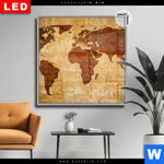 Leuchtbild Dia Weltkarte Rostoptik Quadrat Produktvorschau mit dem Bild Weltkarte Rostoptik im Format Quadrat.