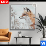 Leuchtbild Dia Winterstille Der Fuchs Quadrat Produktvorschau mit dem Bild Winterstille - Der Fuchs im Format Quadrat.
