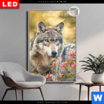 Leuchtbild Dia Wolfsblick Im Fruehling Hochformat Produktvorschau mit dem Bild Wolfsblick im Frühling im Format Hochformat.