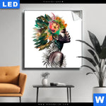 Leuchtbild Doppelbelichtung Portraet Einer Afrikanischen Frau Quadrat Produktvorschau mit dem Bild Doppelbelichtung Porträt einer afrikanischen Frau im Format Quadrat.