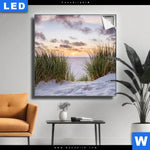 Leuchtbild Duenen Und Abendsonne Quadrat Produktvorschau mit dem Bild Dünen und Abendsonne im Format Quadrat.