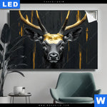 Leuchtbild Edler Hirsch In Fokus Querformat Produktvorschau mit dem Bild Edler Hirsch in Fokus im Format Querformat.