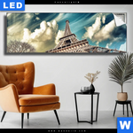 Leuchtbild Eifelturm In Paris Panorama Produktvorschau mit dem Bild Eifelturm in Paris im Format Panorama.