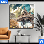 Leuchtbild Eifelturm In Paris Quadrat Produktvorschau mit dem Bild Eifelturm in Paris im Format Quadrat.
