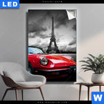 Leuchtbild Eiffelturm Rotes Auto Hochformat Produktvorschau mit dem Bild Eiffelturm & Rotes Auto im Format Hochformat.
