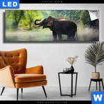Leuchtbild Elefant Im Wasser Panorama Produktvorschau mit dem Bild Elefant im Wasser im Format Panorama.