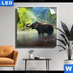 Leuchtbild Elefant Im Wasser Quadrat Produktvorschau mit dem Bild Elefant im Wasser im Format Quadrat.