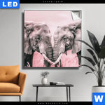 Leuchtbild Elefanten Harmonie In Pastell Quadrat Produktvorschau mit dem Bild Elefanten - Harmonie in Pastell im Format Quadrat.