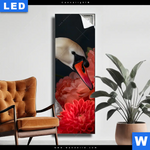 Leuchtbild Eleganter Schwan Mit Blumen Schmal Produktvorschau mit dem Bild Eleganter Schwan mit Blumen im Format Schmal.