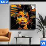 Leuchtbild Erzoernte Frau Quadrat Produktvorschau mit dem Bild Erzörnte Frau im Format Quadrat.