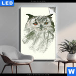 Leuchtbild Eule Wald No 1 Hochformat Produktvorschau mit dem Bild Eule & Wald No.1 im Format Hochformat.